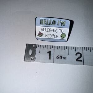 Hello I’m Allergic To People Name Tag Pin Brooch